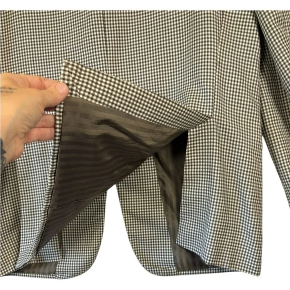 Baroni Blazer Mens 44R Brown Gingham Wool Silk Lanificio di Pray Sport Coat